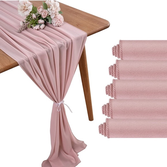 10 ft Dusty Rose Pink Table Runners Chiffon pack of 5 - Picture 1 of 4
